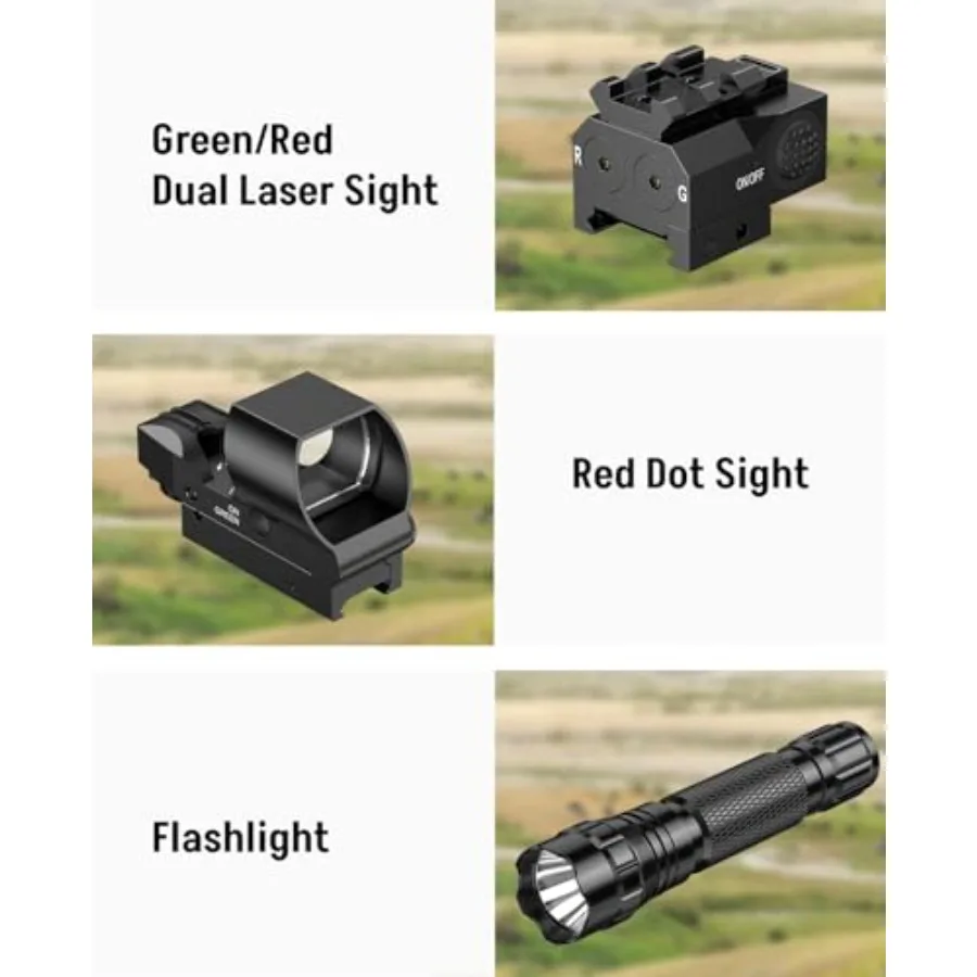 416x50 AO Scope Combo with Green Red Dual Laser Sight 5in1 Combo Featuring Dual Illuminated Optics Scope 4 Reticle Holographic
