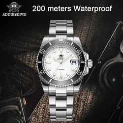 ADDIESDIVE Waterproof Quartz Wristwatches Ceramic Bezel Luminous Calendar Watch Stainless Steel Sports Dive Luxury Men’s Watches