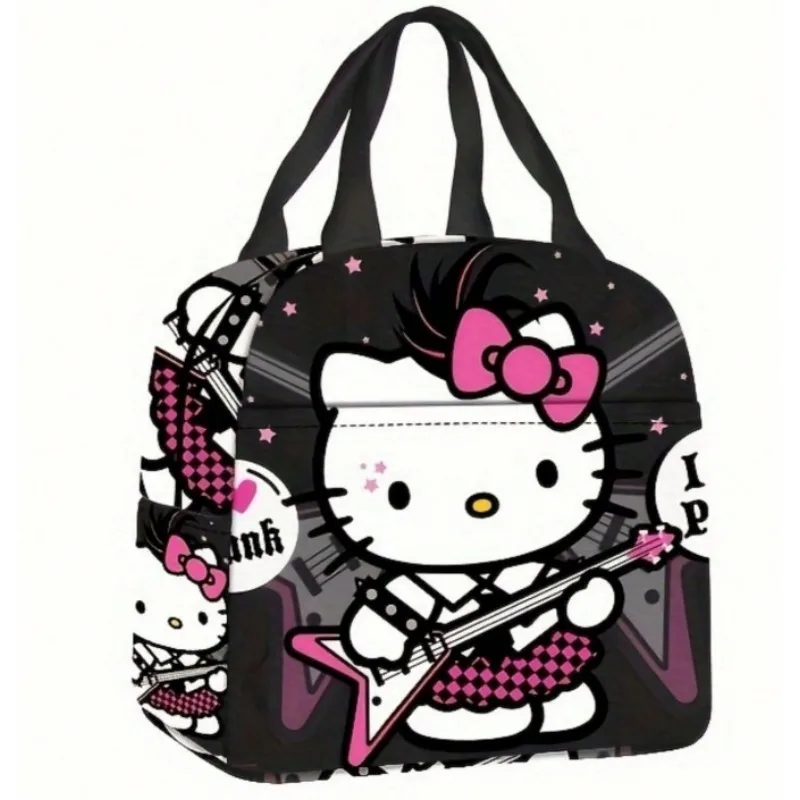 ​​​​MINISO Hello Kitty Lunch Bag Cute Sanrio Anime Insulated Student Tote Bag Kawaii Cartoon Handbag Kids Birthday Holiday Gifts