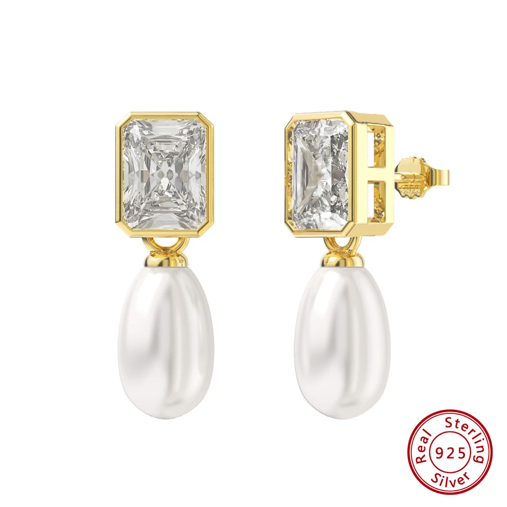 

Серьги-подвески женские из серебра 925 пробы с жемчугом