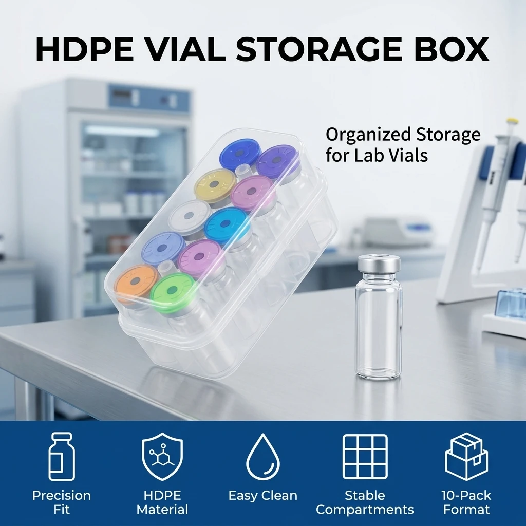 10 Pack Vial Storage Box HDPE Plastic Holder for Laboratory Vaccine Pharmacy Use Impact Resistant Durable Organizers
