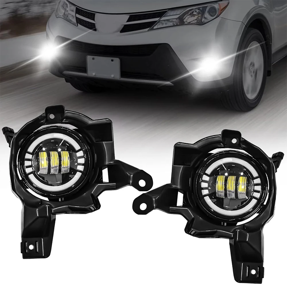 LED Fog Lights For Toyota RAV4 2013 2014 2015 with DRL Amber Turn Signal Lights Daytime Running Light Front Driving Fog Lamps