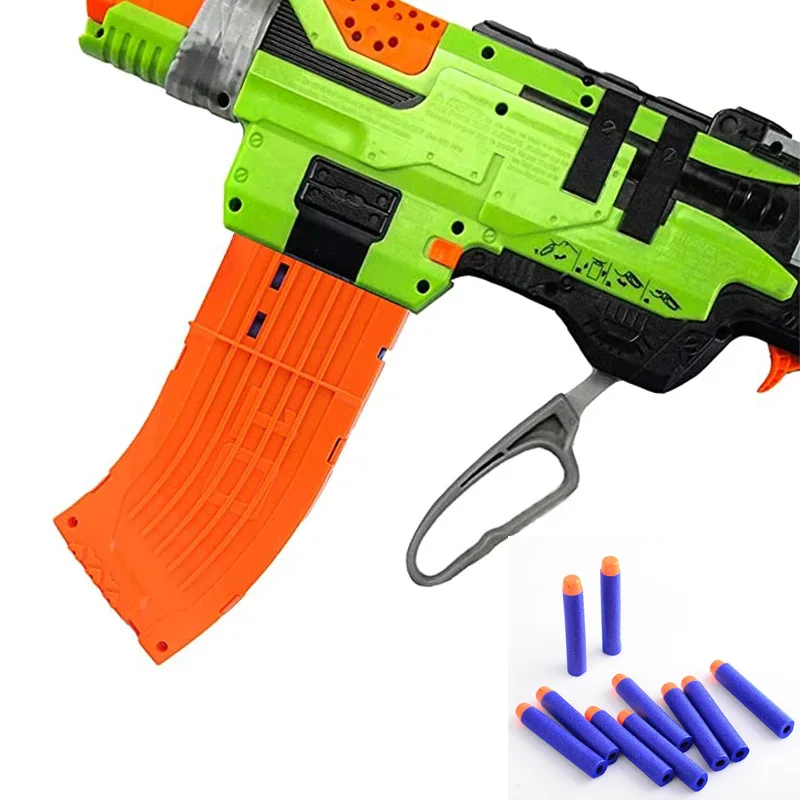 3 pacote de revista curvada clipe de recarga rápida laranja com 30 peças de recarga de dardo balas macias para armas de brinquedo nerf série n-strike elite