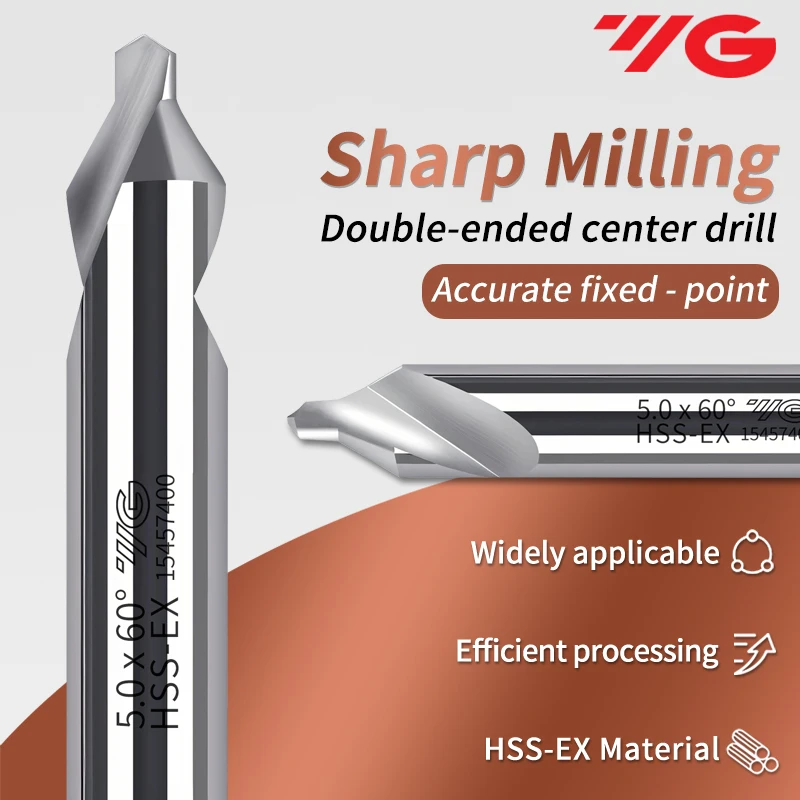 1 peça yg HSS-EX brocas centrais 60 graus broca perfuração de metal para metalurgia 1/1.5/2/2.5/3/4/5mm