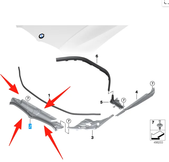 51767461970 Center Upper Compartment Engine Cover For BMW 3 Series G20 2019-2024