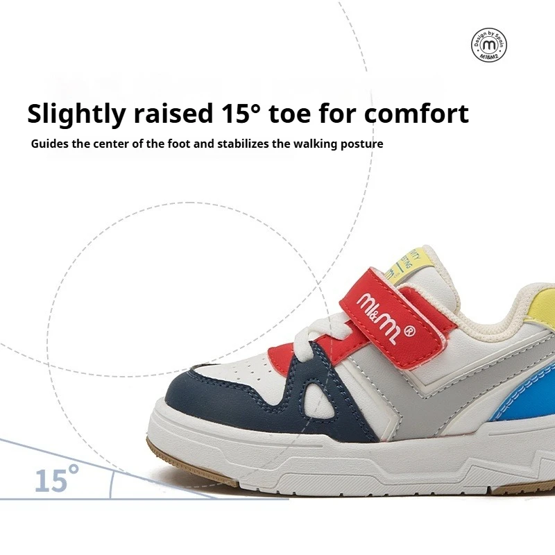 M1 & M2 baskets en cuir antidérapantes enfant en bas âge nouveau-né enfants bout rond plat élégant semelle en coton premiers marcheurs chaussures de sport décontractées