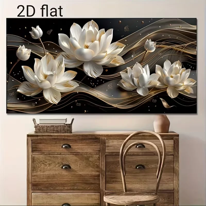 Einzelnes modernes Leinwandposter mit abstrakter Kunst darstellenden Magnolienblüten, ideal zur Dekoration von Wänden in Häusern und Büros, einschließlich