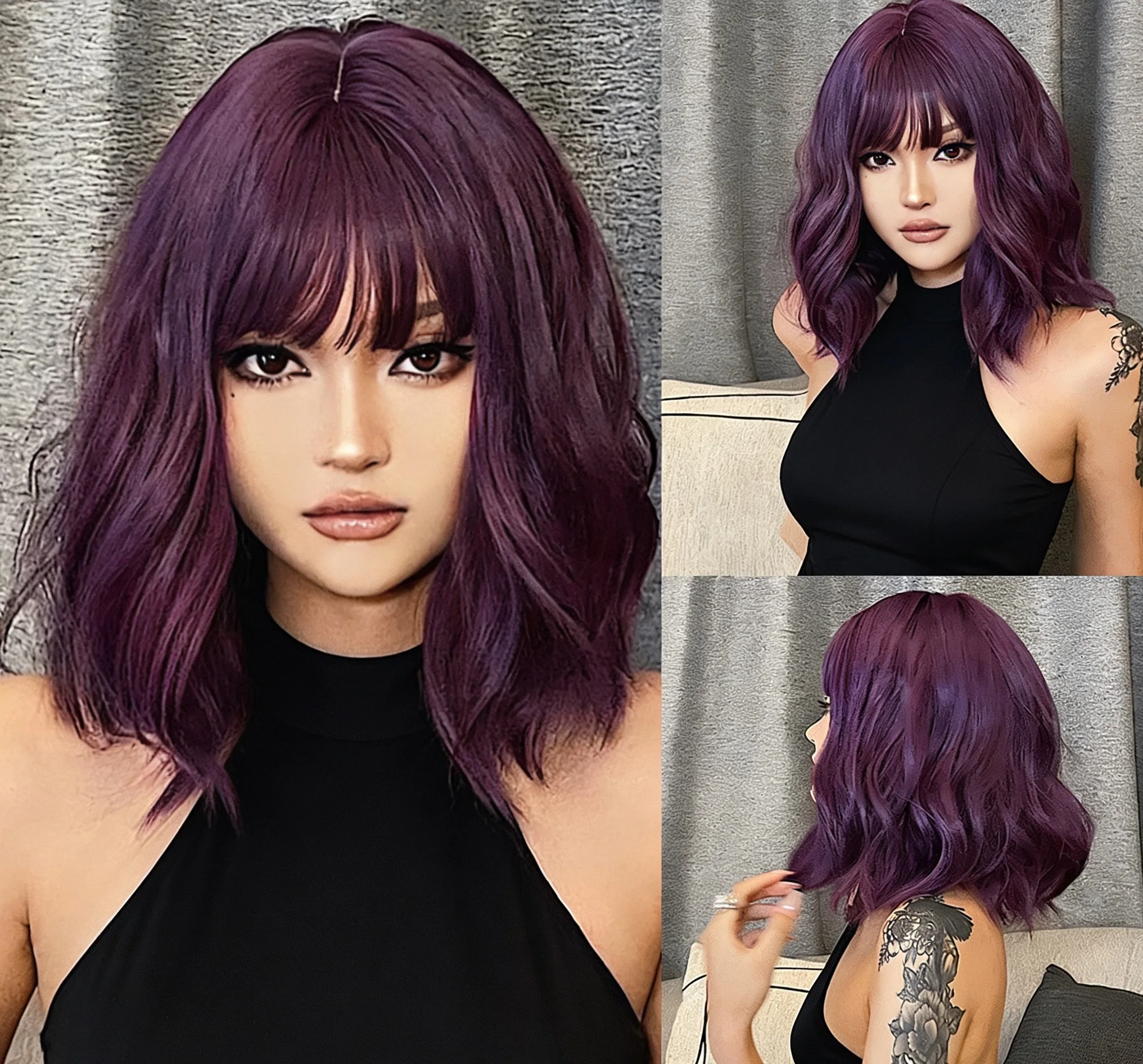2026 European and American style orange blunt bangs short curly bob full head wig bright colour makes skin look fair