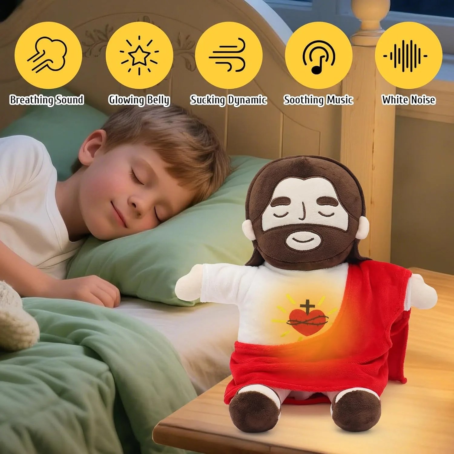 Officieel Jezus Pluche Ademhaling Rustgevend Knuffeldier Hart van Jezus Speelgoed Verlosser Pop Kerk Zondag School Religieus Pasen