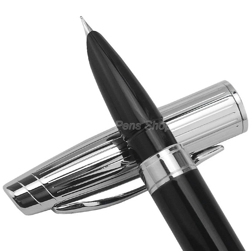 

Baoer Black And Silver Metal F Nib 0.38MM Fountain Pen BF001