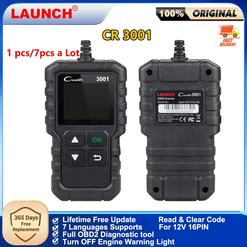 

Сканер OBD2 LAUNCH X431 CR3001, автомобильный полный диагностический инструмент OBD2, бесплатное обновление, считыватель кодов, сканер PK ELM 327