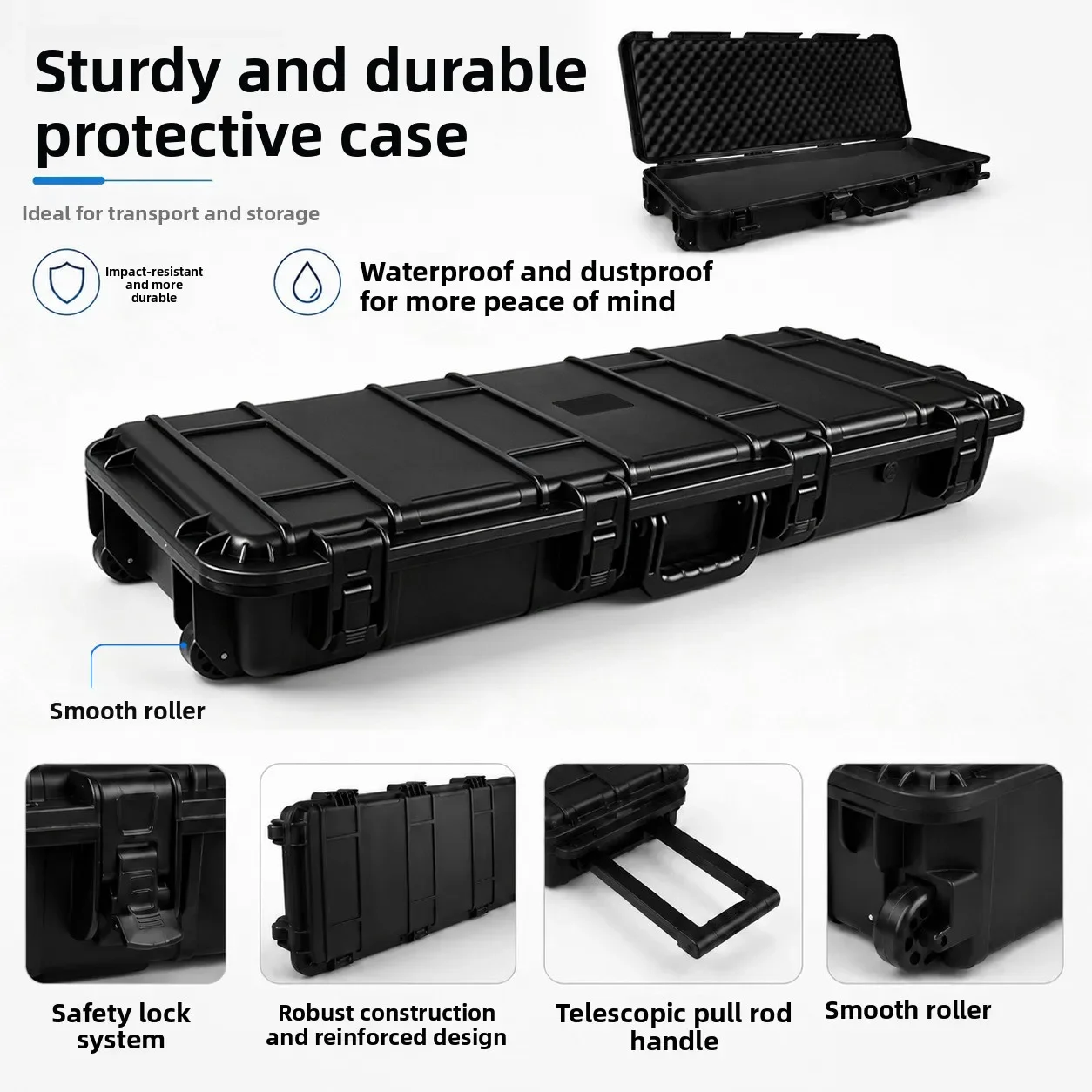 Waterproof Long Gear Storage Box with Base, Off-road Roof Mount Case for Archery Bow, Fishing Rod Outdoor Protection