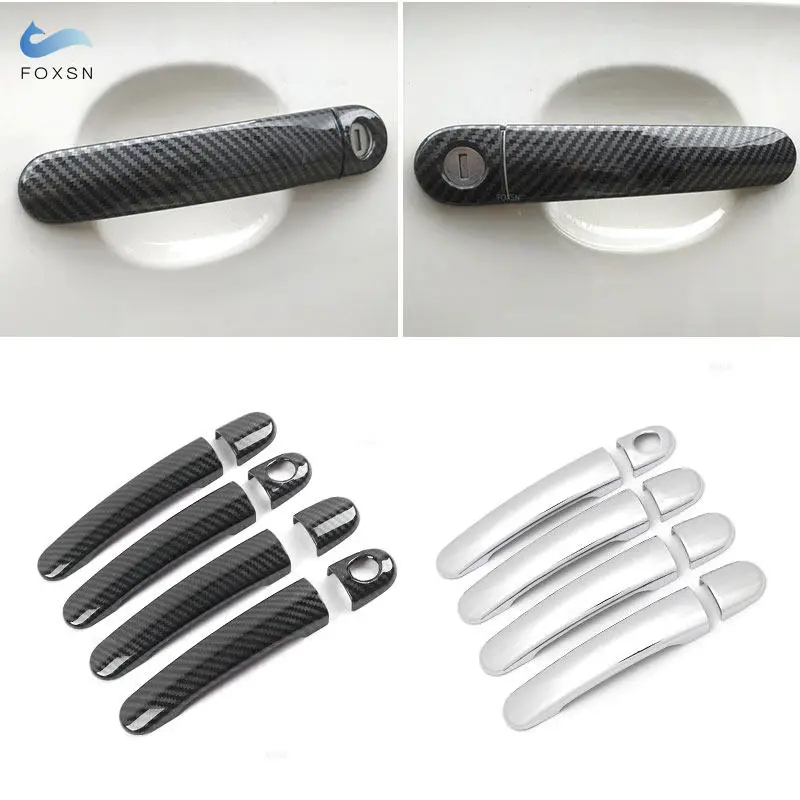 For Seat Leon MK1 Toledo Ibiza Arosa Cordoba Vario Altea ABS Chrome / Carbon Texture Exterior Door Handle Cover Protective Trim