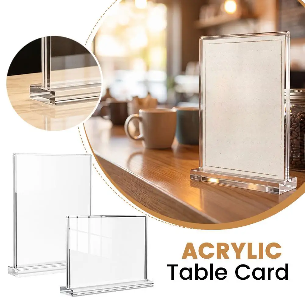 High Quality Desktop Display Rack A4 A5 Acrylic Double-Sided Transparent Pull-Out Type For Menu Poster Photo Wedding Exhibitions