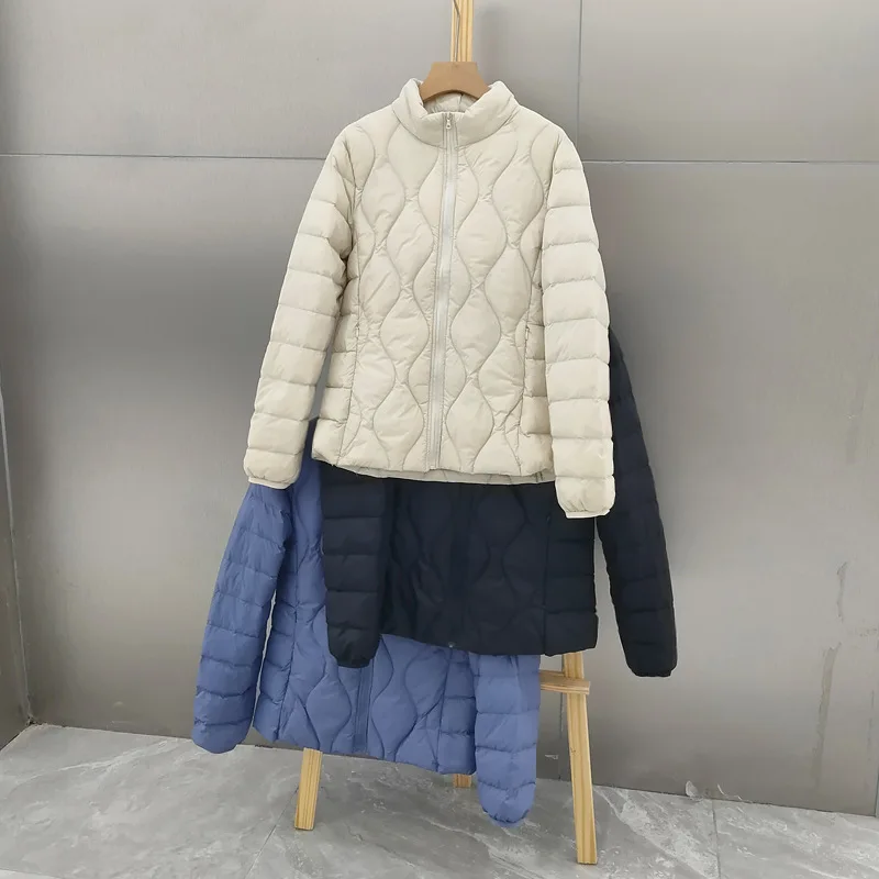 

Women Warm Light Thin White Duck Down Coat Autumn Winter Stand Collar Down Jacket Parkas Ladies Bigsize Puffer Short Outwears