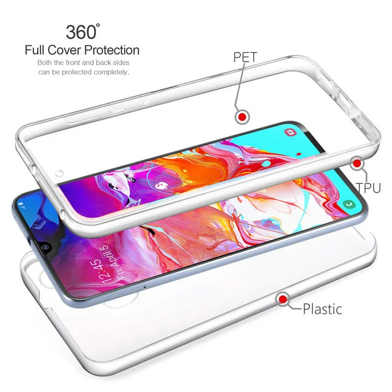 360 Full Body Phone Case for Samsung Galaxy A70 A50 A40 A30 A20 A10 A50S A30S A31 A41 A51 A71 Silicone PC Hybrid Cover Fundas