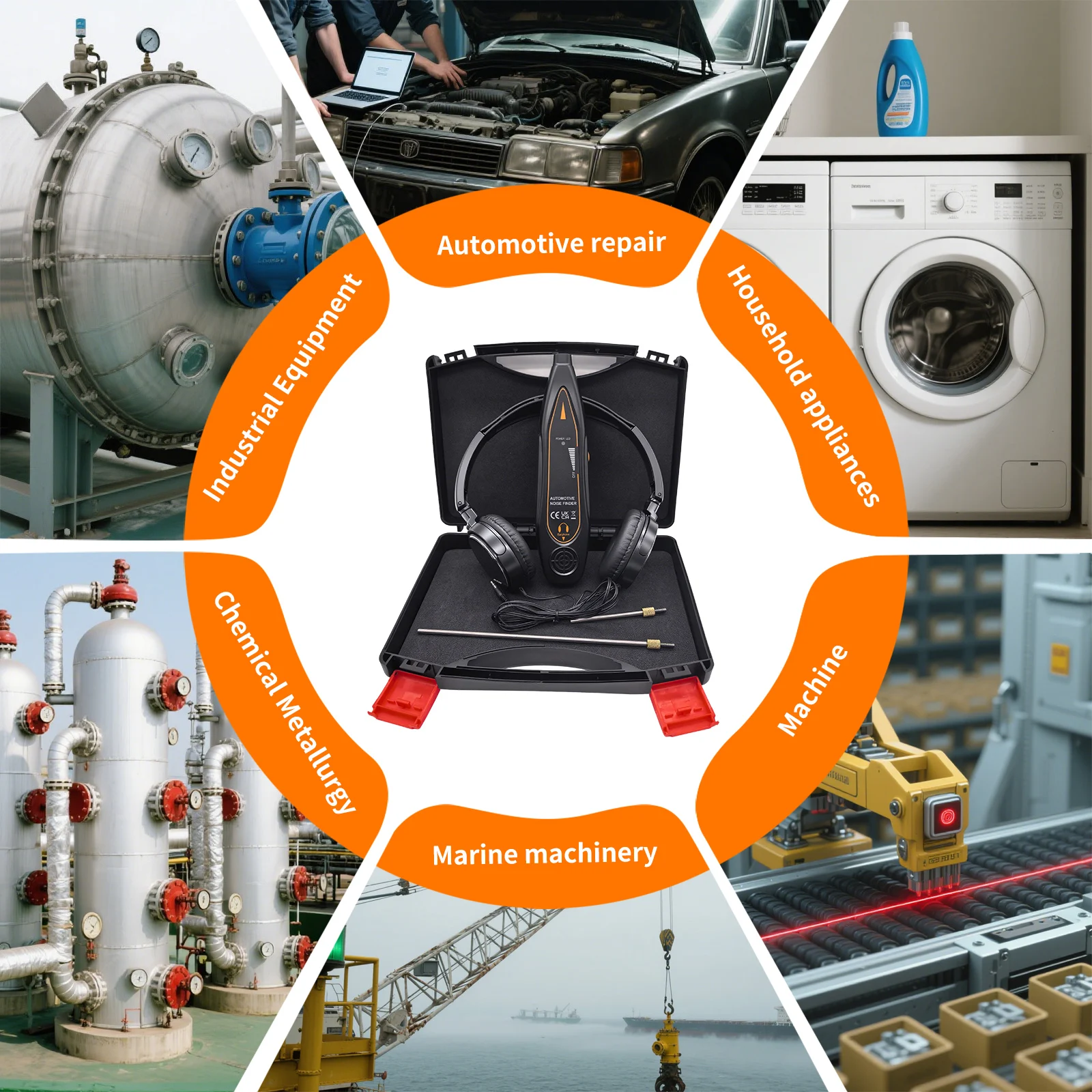 كاشف تسرب بالموجات فوق الصوتية سماعة الطبيب الصناعية آلة حساسية عالية أداة تشخيصية للمحرك أنبوب مضخة صمام الضوضاء #6