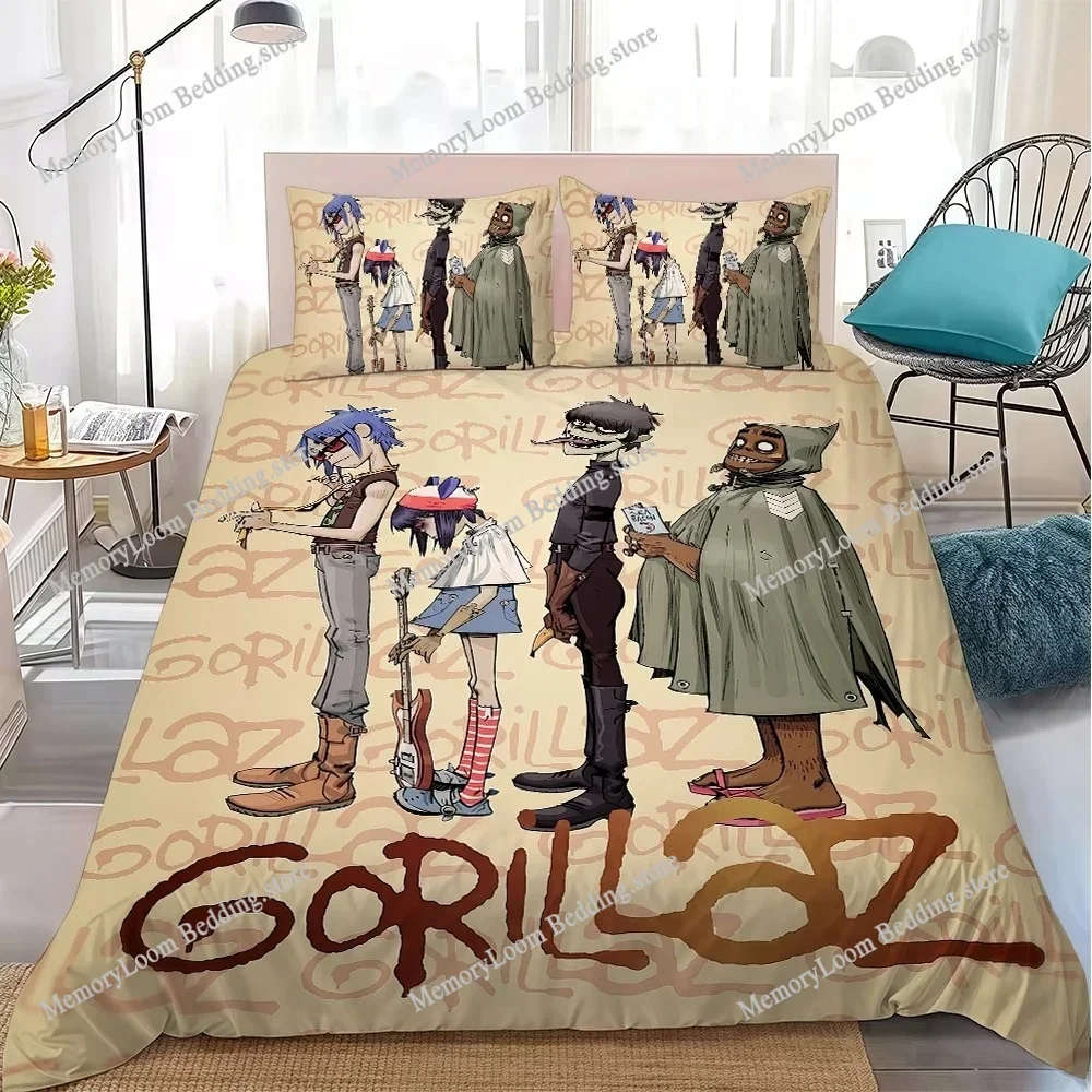 Band G-Gorillaz Music Duvet Cover Set Home Style Bedding Soft Laundry Cotton Bed Four Seasons Student Dormitory Luxury Gift 2
