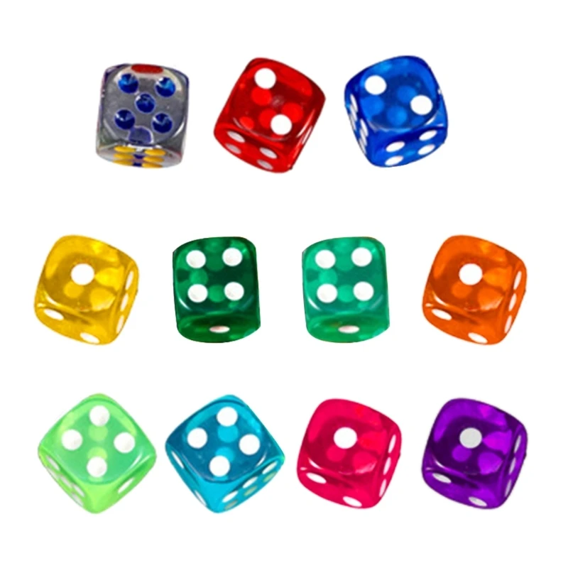 Acrylic 16mm Dices Set Colorful Six Sided Dices Cubes with Dots Playings Square Block Kids Math Teaching Educational Toy 24BD