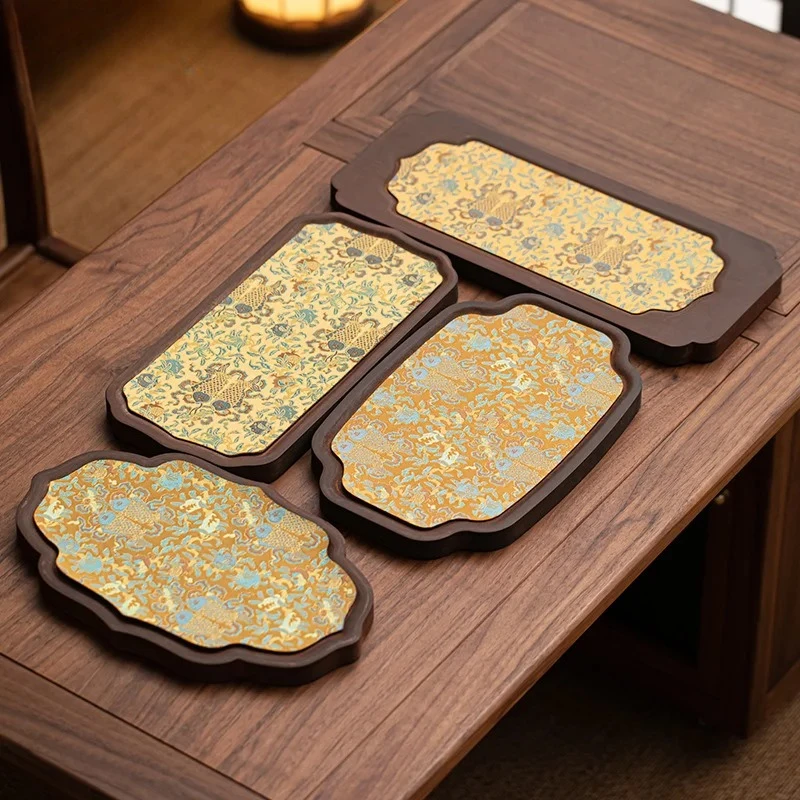 Walnut Wood Tray Solid Wood Teapot Holder Simple Tea Tray Single Layer Teapot Stand Rectangular Household Dry Brewing Table