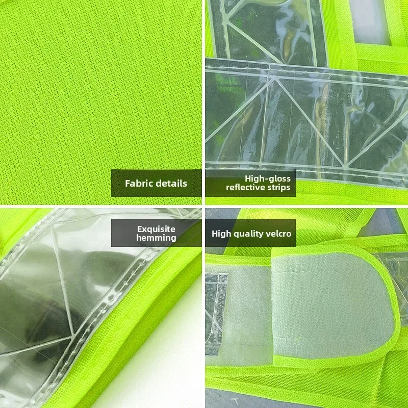 سترة من القماش المحبوك على شكل حرف V وسترة عاكسة عالية الوضوح: ملابس عاكسة شبكية على شكل حرف I لركوب الدراجات الليلية #2