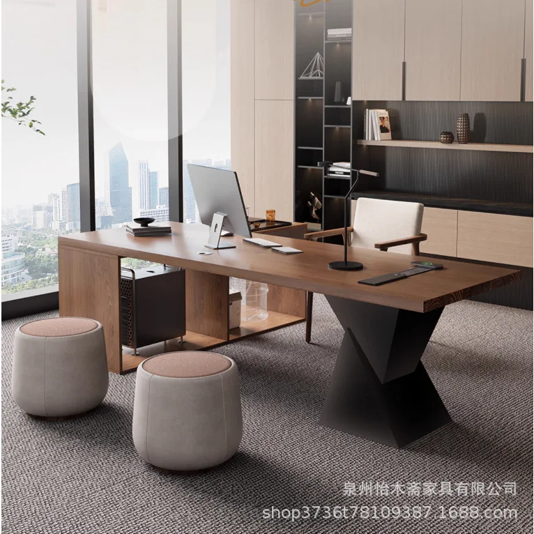 HYS minimalist modern large office desk, studio single-person large work table, integrated tea brewing computer desk, workbench