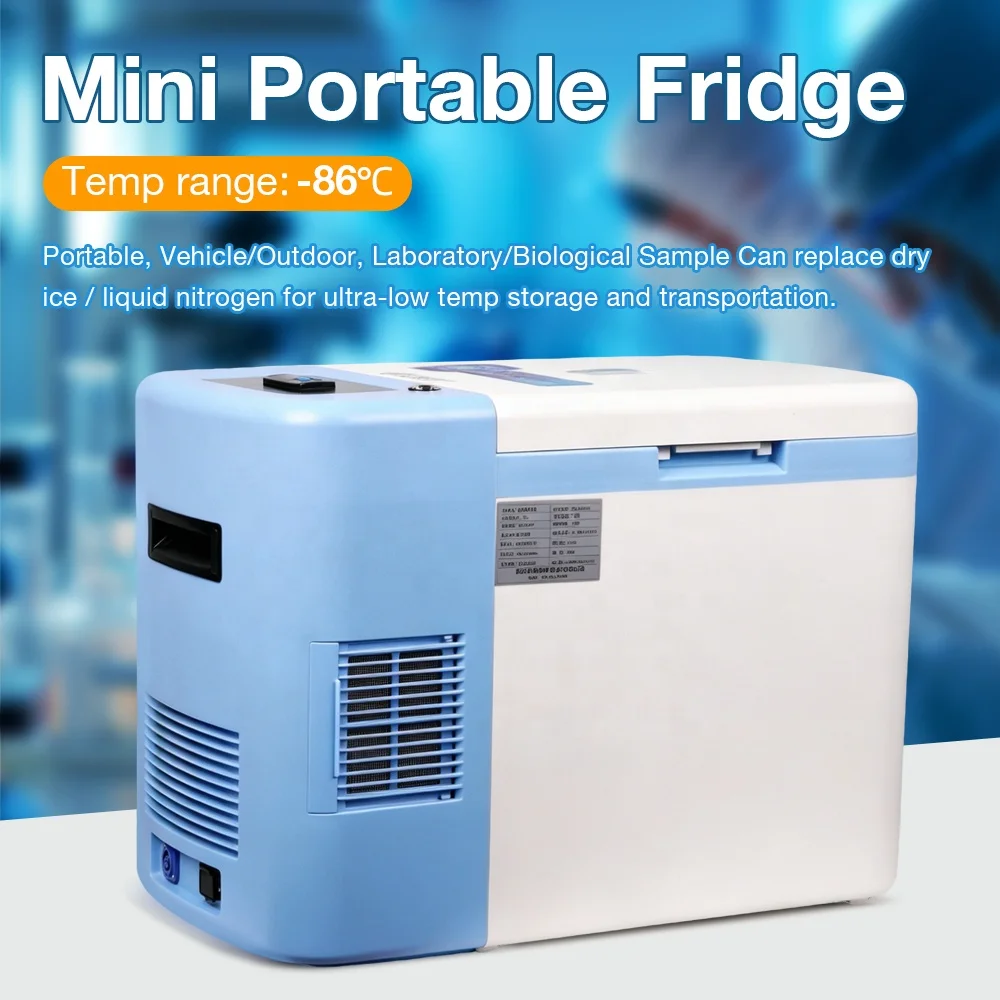 25L Ultra-low Temp Mini Portable Refrigerator -25 to -86℃ Digital Display 304 Stainless Steel Freezer Equipment Lab Use