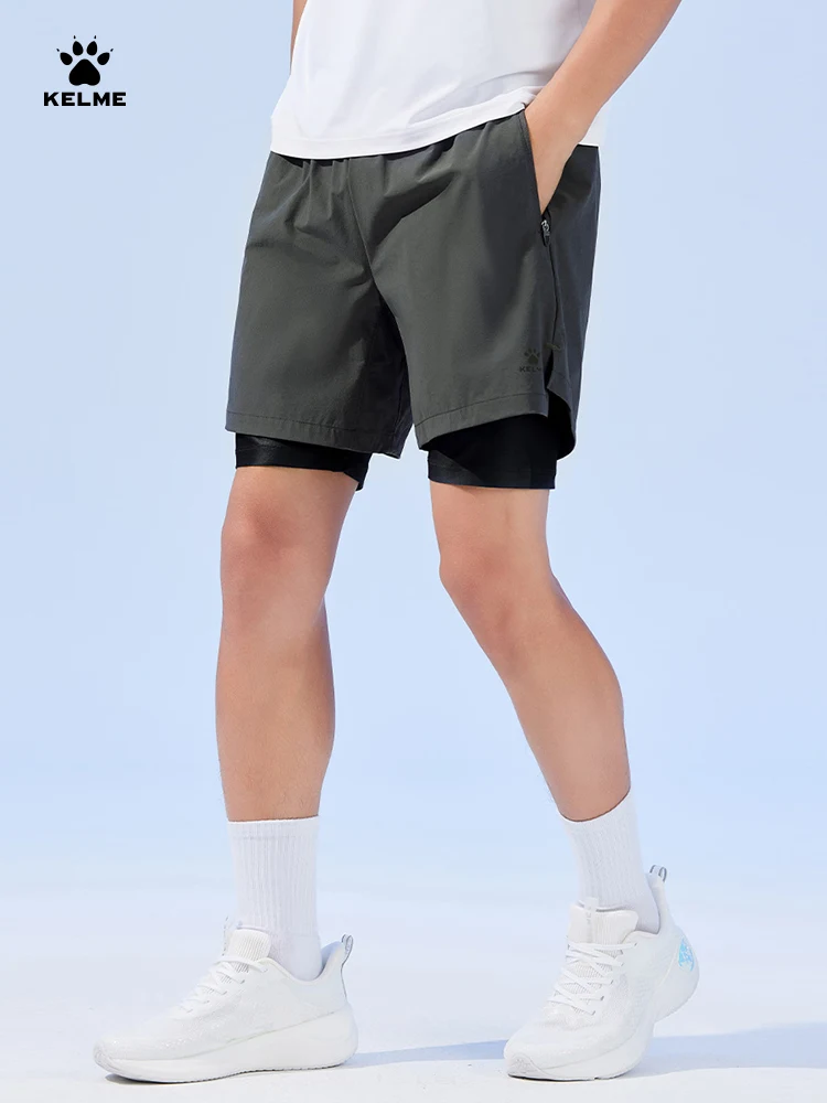 Kelme Training Running pantaloncini sportivi da uomo 2024 Summer Fitness collant finti pantaloni intrecciati a due pezzi per protezione traspirante