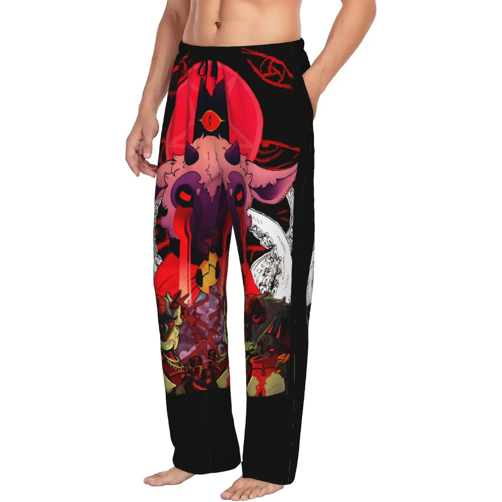 Custom Cult Of The Lamb Pajama Pants Sleepwear for Men Elastic Waistband Video Game Sleep Lounge Bottoms with Pockets