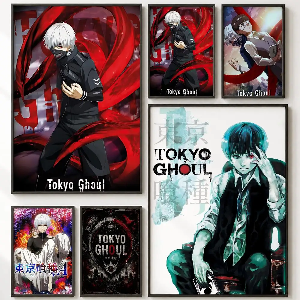 Hybrid Entertainment T-Tokyo GhoulS Poster Vintage Retro Anime Poster Stickers Peel and Stick Wall Art Home Decor