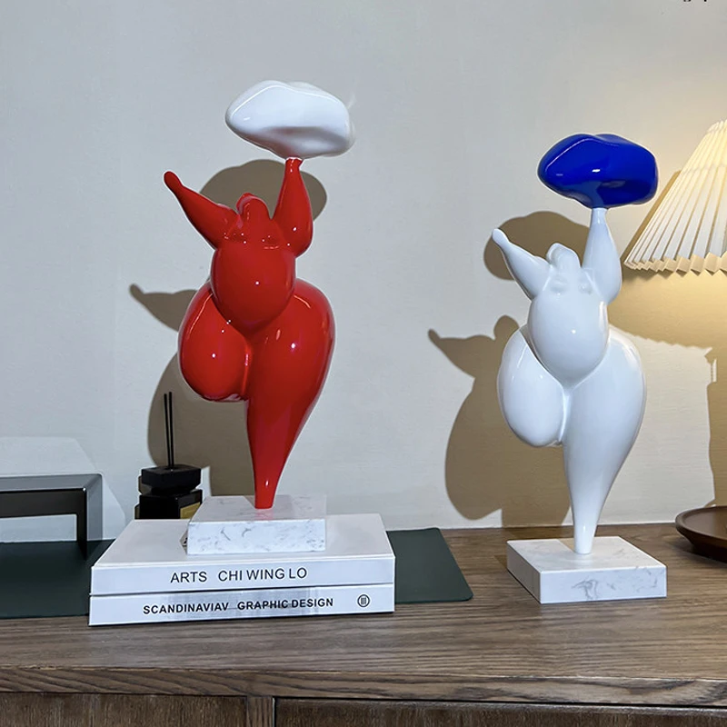 Modern Luxury Creative Chubby Girl Holding Clouds Ornaments Figurines Children's Room Living Room Desktop Home Soft Decorations