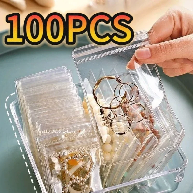

10/50/100 шт., сумки-органайзеры для ювелирных изделий, прозрачный ПВХ, антиокислительные серьги, кулон, ожерелье, браслет, держатель для хранения, сумки