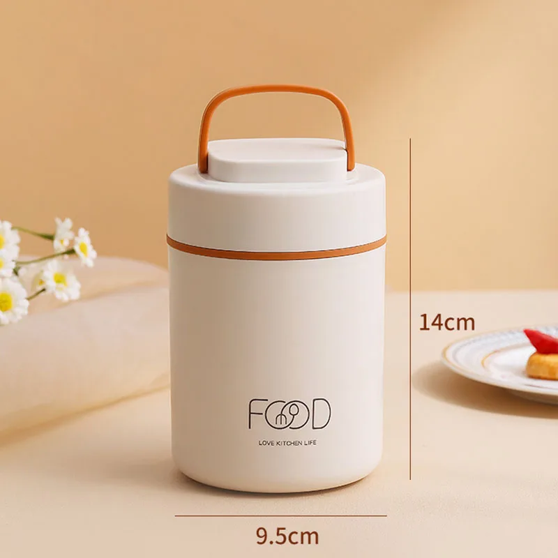 Zosei 520ml 304 Stainless Steel Lunch Box Tea Cup with Spoon Food Heat Capacity Portable Thermos Heat Capacity Bag Set