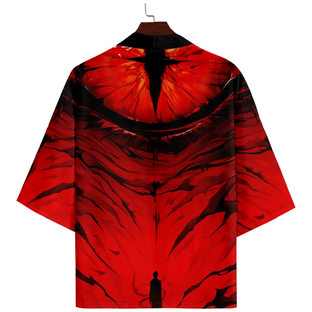 الاتجاه الجديد أزياء الرجال عارضة كيمونو شيطان العين الطباعة الرجال التقليدية كيمونو اليومية عارضة المرأة سترة قمم #3