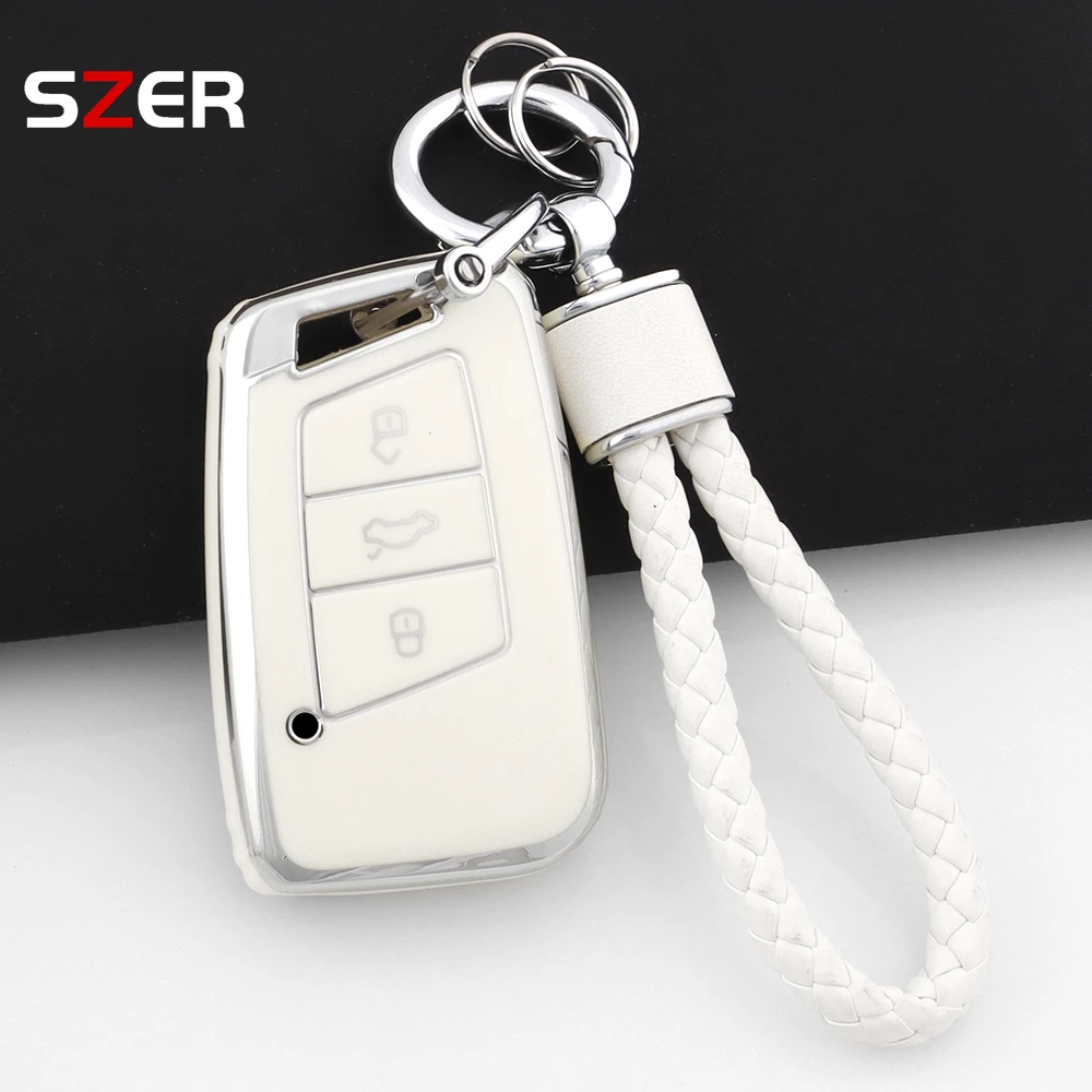 حافظة مفاتيح السيارة عن بعد من البولي يوريثان لسيارة فولكس فاجن ماجوتان باسات B8 لسكودا سوبيرب A7 ملحقات سلسلة مفاتيح فوب المحمية