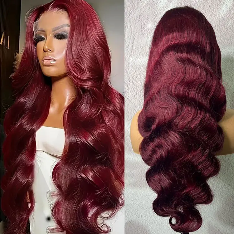 

99J Burgundy 13x6 Hd Lace Frontal Human Hair Wig 40 50 Inch Body Wave 100%Human Hair Wigs Wet And Wavy Lace Front PrePlucked Wig