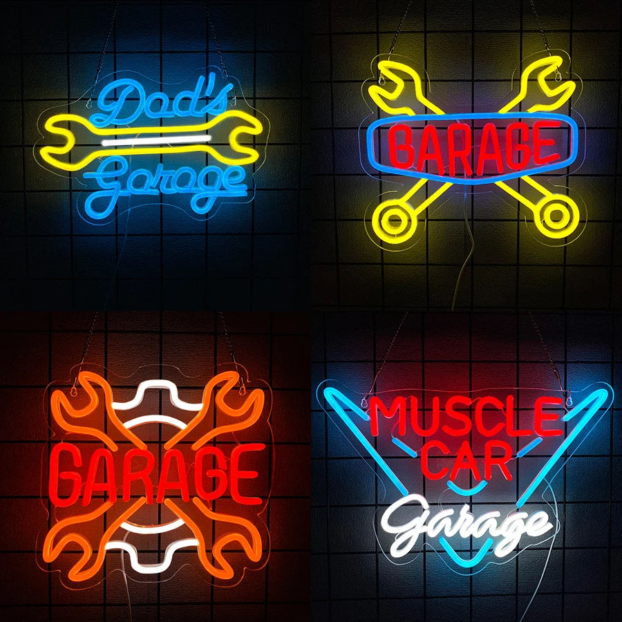 Garage Series Neon Sign For Wall Decor,Led Neon Light For Auto Repair Workshop,Man Cave Decor,Garage,Gifts For Dad,Friends