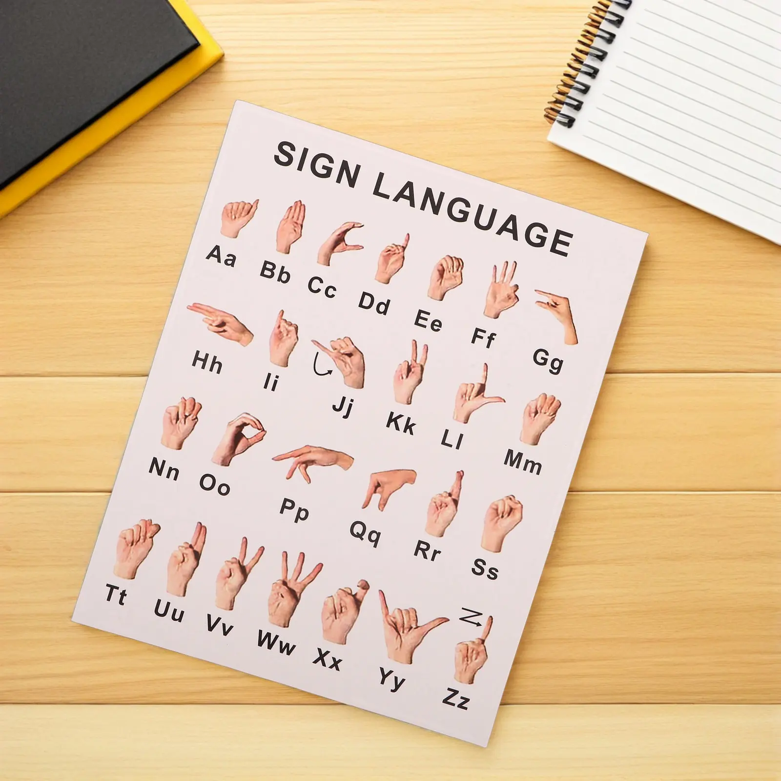 6Pcs Sign Language Learning Posters Complete Asl Alphabet Visual Memory Aids for Classroom Homeschool Nursery