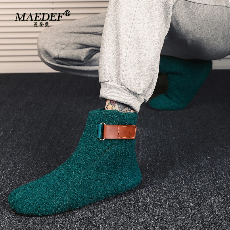 MAEDEF Cotton Shoes Male Boots Men Winter Warm Indoor Home Shoe Comfortable Plush Man Casual Shoes Soft  Anti-slip Walking Shoes