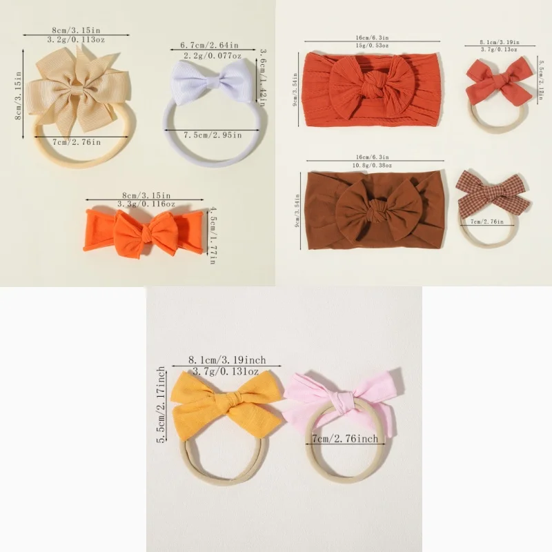 1 Set Ribbed Grosgrain Bow Hair Bands Kids Girls Elastic Bow Headbands Colorful Plain Ribbon Bow Hair Accessories for Baby Wear