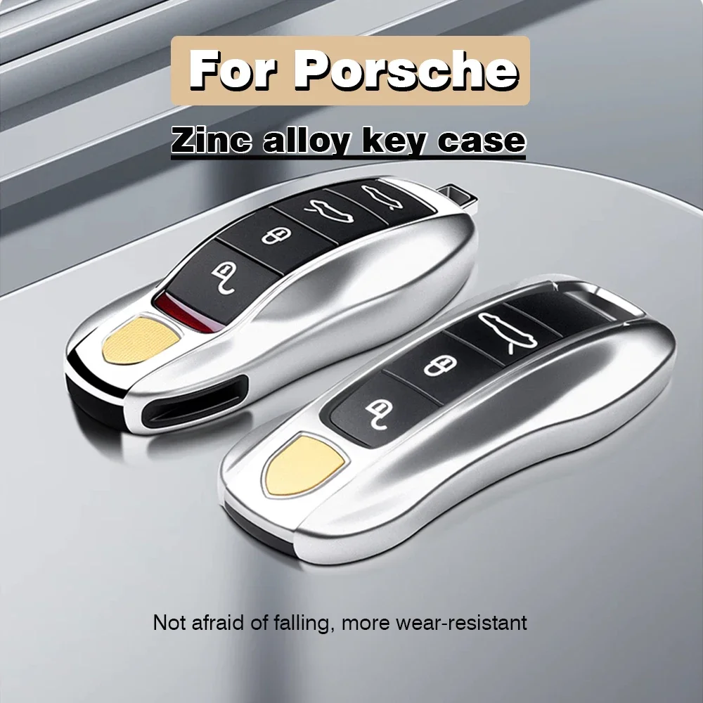 For Porsche Cayenne Panamera Macan Cayman 718 911 Taycan Gloss Chrome  Key Shell Car Key Case Metal Material
