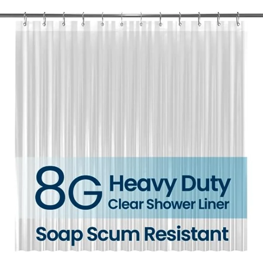 

Bathroom Shower Curtain Waterproof Plastic Shower Curtain Premium PEVA Non-Toxic with Rust Proof Grommets Clear 8G Bathroom Acc