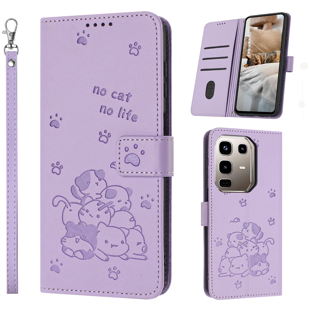 

Флип-кожаный чехол для телефона ITEL S25 Ultra A50 A50C A80 RS4 P65 4G P671L P55 Plus P661N Чехлы с тиснением Kitten Cover