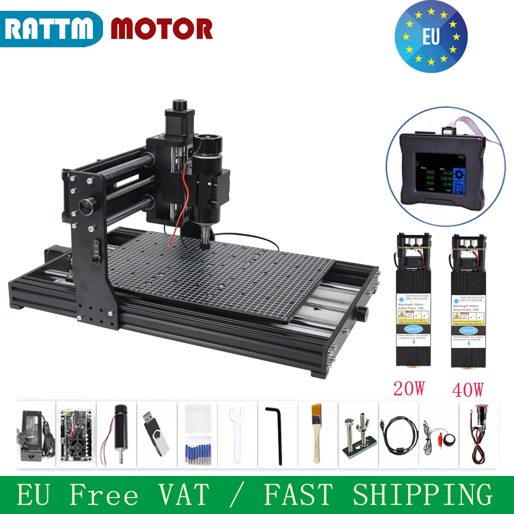 【EU Free VAT】500W 4030 Pro DIY 2 in 1 3 Axis GRBL CNC Laser Engraving Machine With 10W 20W 40W Laser Module 400*300mm Engraver