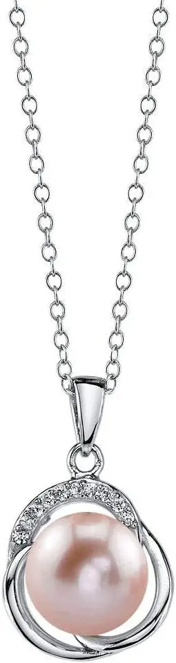 

8mm & 9mm Freshwater Cultured Pearl & Cubic Zirconia Johnson Pendant & Earrings for Women