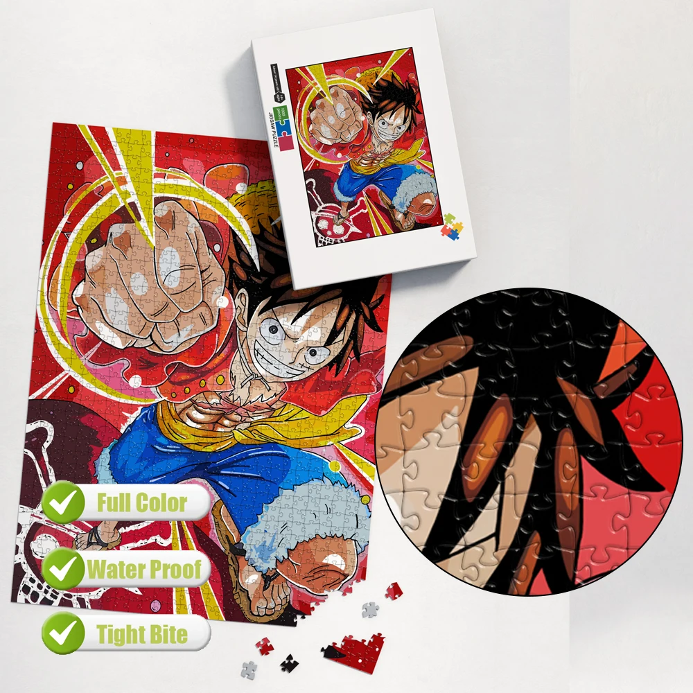 One Piece Luffy Gum-Gum Power Poster Jigsaw Puzzles Wall Art Decor Relaxing Leisure Activity Toys Kids's Gift for Anime Lovers