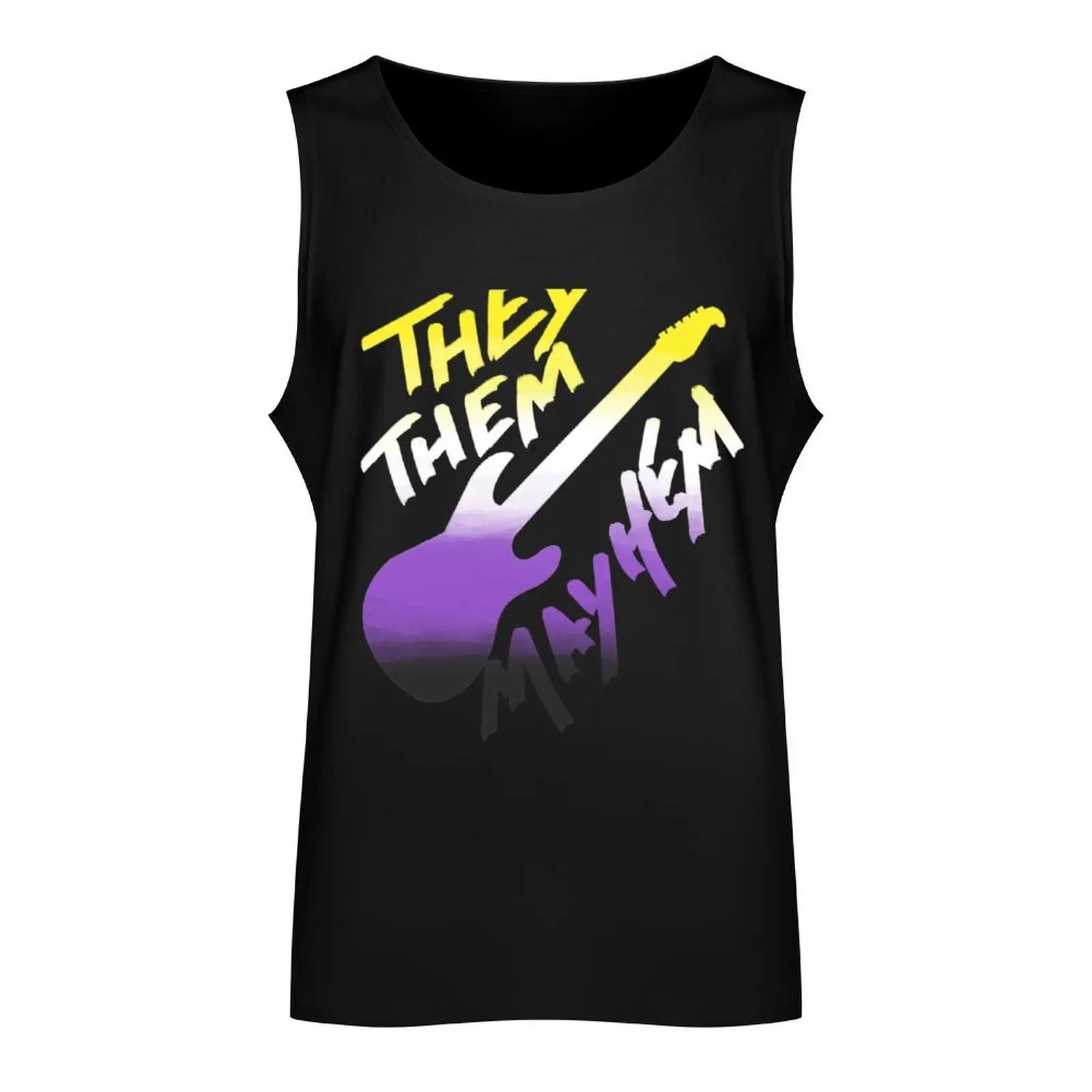 They/Them Mayhem - Nonbinary Flag Tank Top T-shirts men gym clothes man Sportswear for men