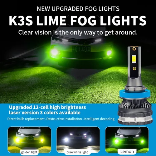 Imagen 1 del producto H7 luz LED H4 9003 H1 H3 H11 H8 H9 9005 HB3 9006 HB4 bombilla de faro LED luz antiniebla 12V amarillo blanco limón lámpara automática 2 uds