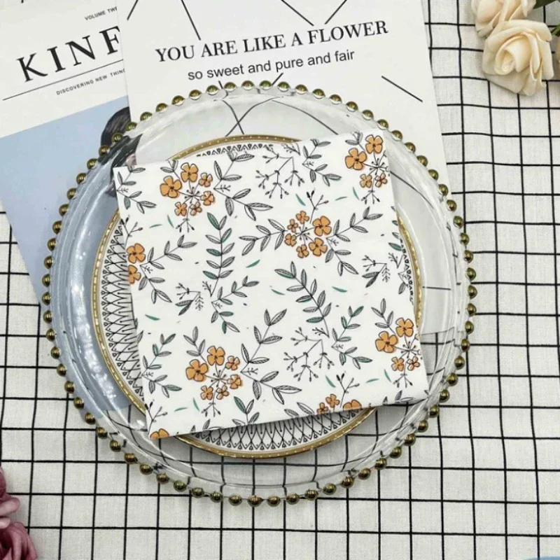 Colourful Printed Napkins Flowers and Grass Napkins Wedding Restaurant Decoration Wine Glass Paper Napkins 2 Layers 20pcs/pac
