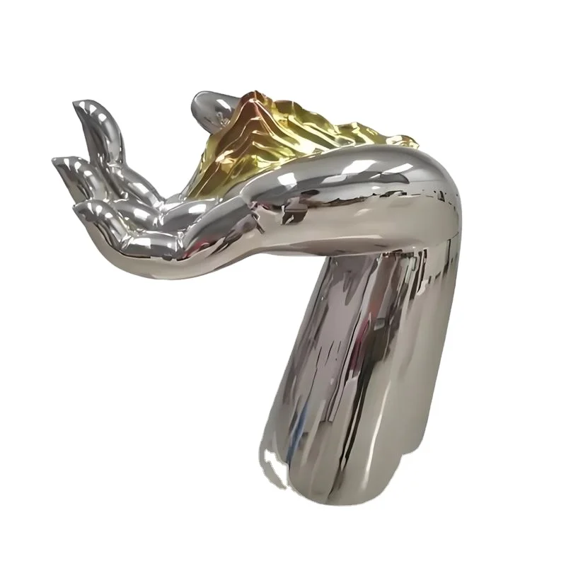 ✿d Human Hand Stainless Steel Sculpture Abstract Metal Art Statue for Interior Design Contemporary Office Decor Symbolic Gift